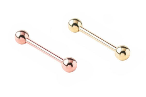 14K Solid Gold Tongue Barbell
