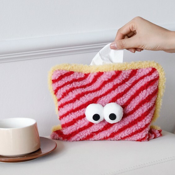 《3976》大眼睛條紋羊羔毛面紙套