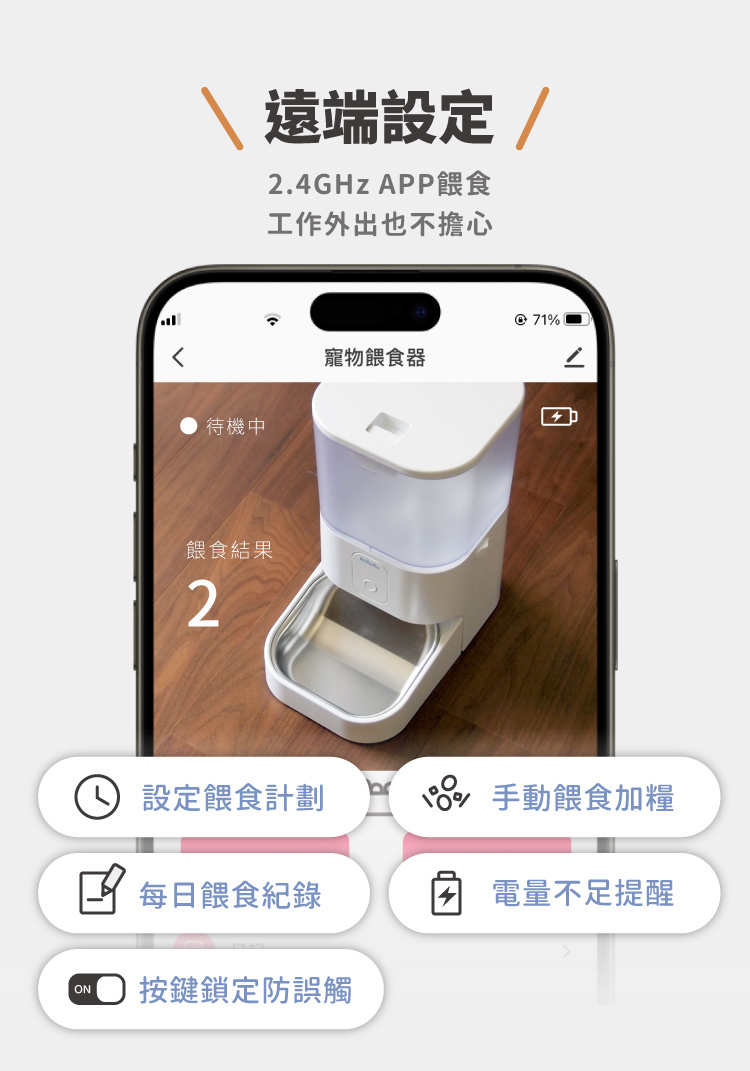 resh無線定時寵物自動餵食器可遠端設定,  2.4GHz APP餵食,工作外出也不擔心