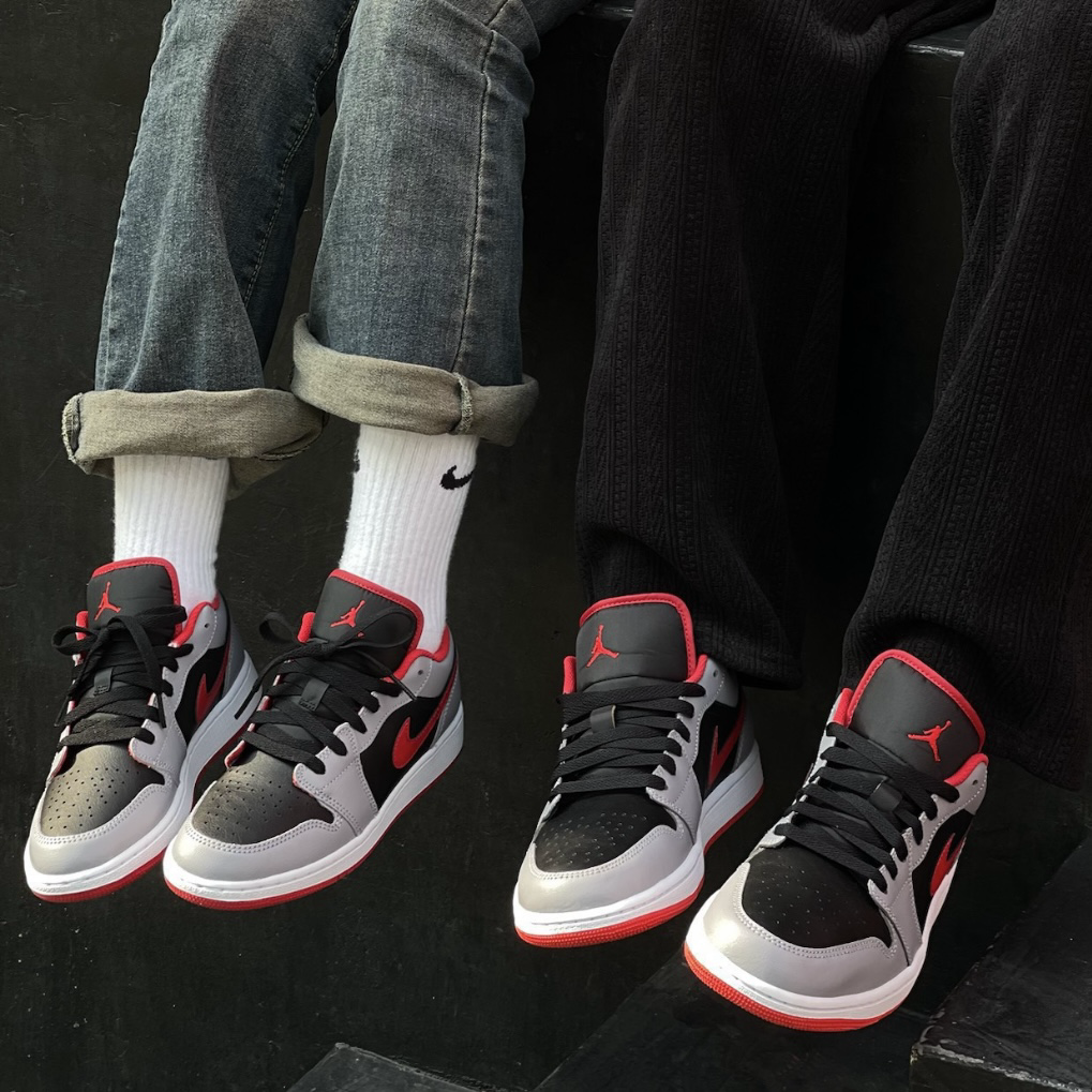 Nike Air Jordan 1 Low Black Light Smoke Grey Gym Red 煙灰紅黑 AJ1 紅勾 喬丹