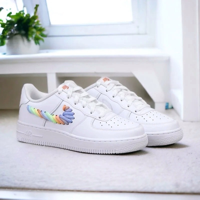 Nike Air Force 1 Low Rainbow Swoosh (GS) 彩虹雲朵 大童 FQ4948-100