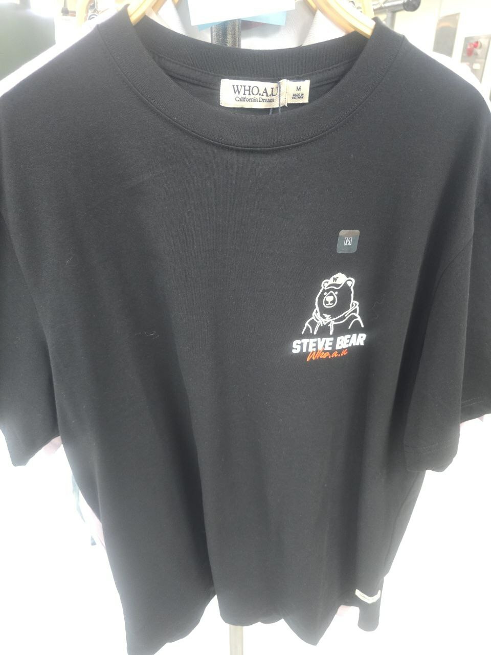 [K] WHO.A.U STEVE BACK GRAPHIC T-SHIRT,BLACK, WHRPE2491U-00-BLACK (KWAU916)