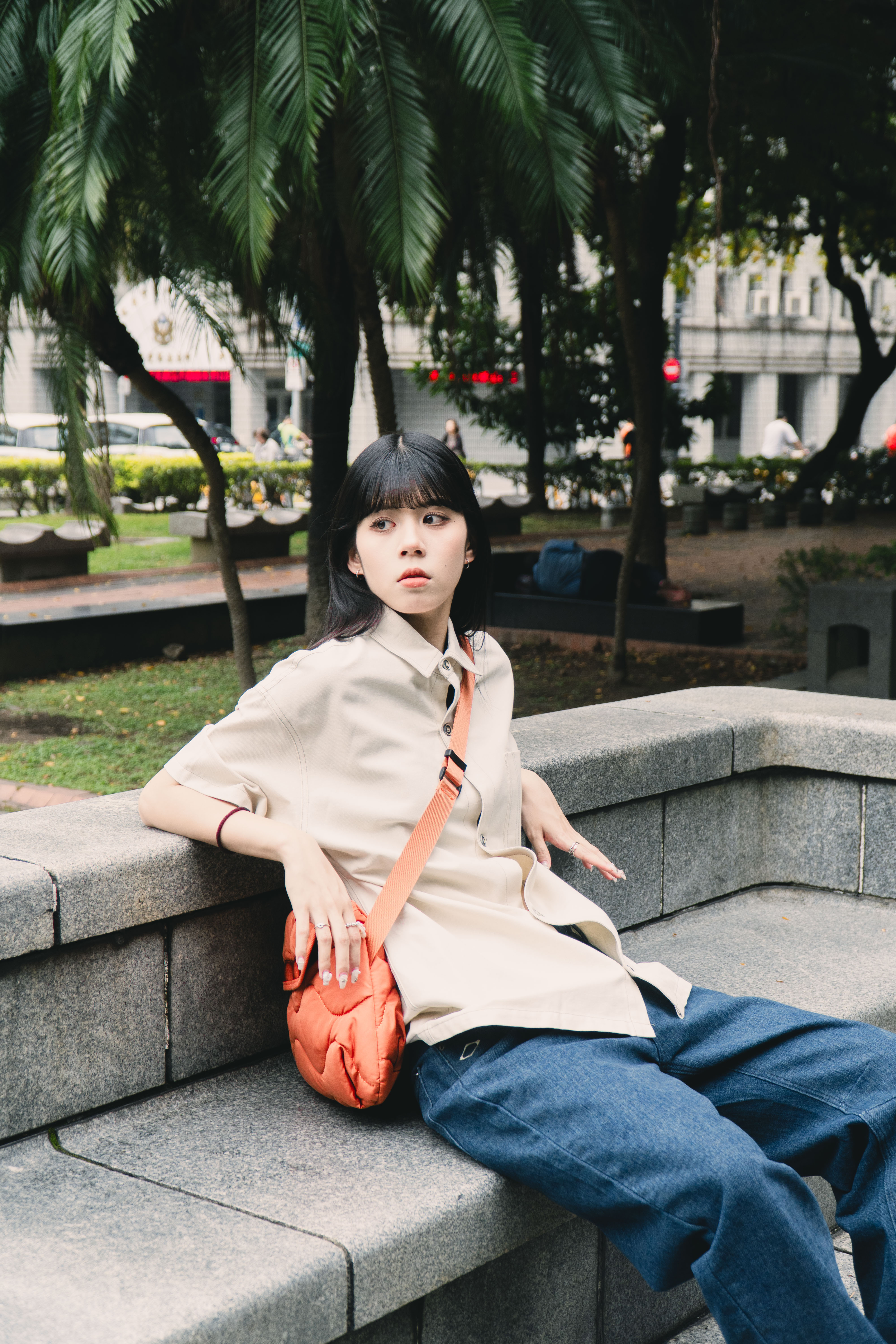 『Always_Good』波浪紋 尼龍 縫衍側背包