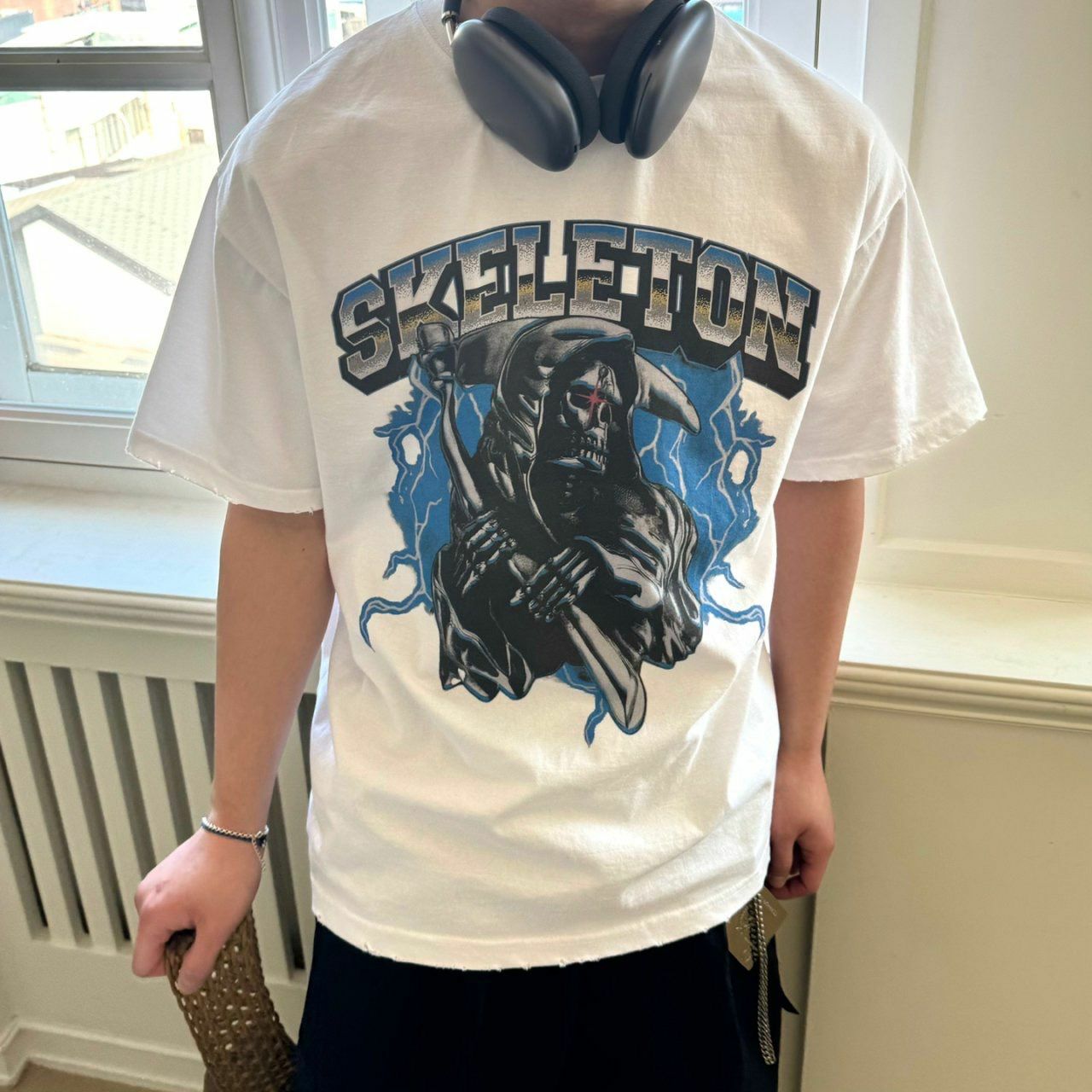 骷髏頭圖案英文字短袖Tee BY ATTENTION-184T