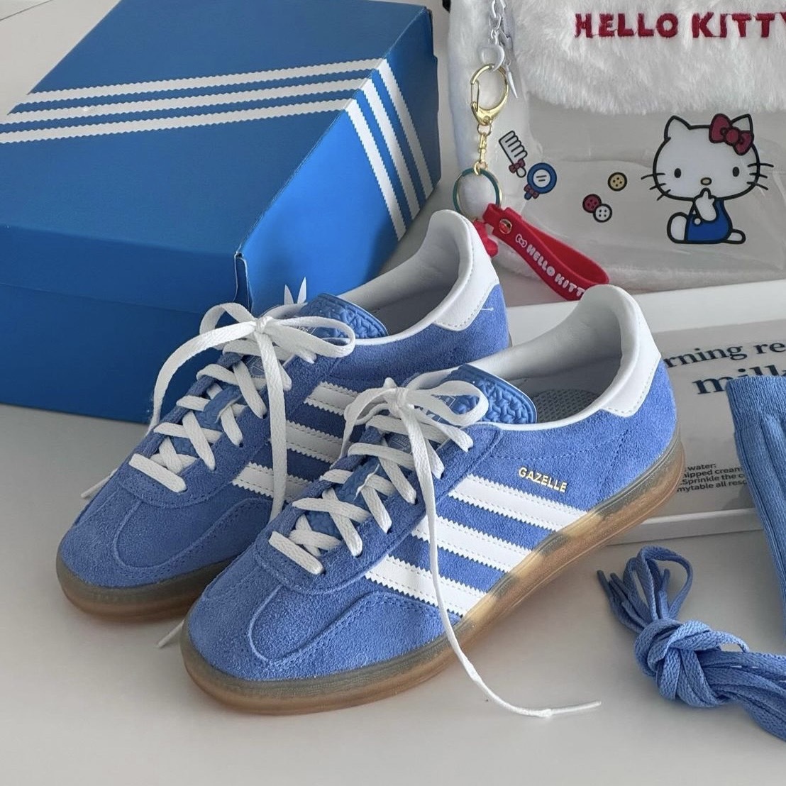 【現貨】Adidas Originals Gazelle Indoor 焦糖底 麂皮 復古藍