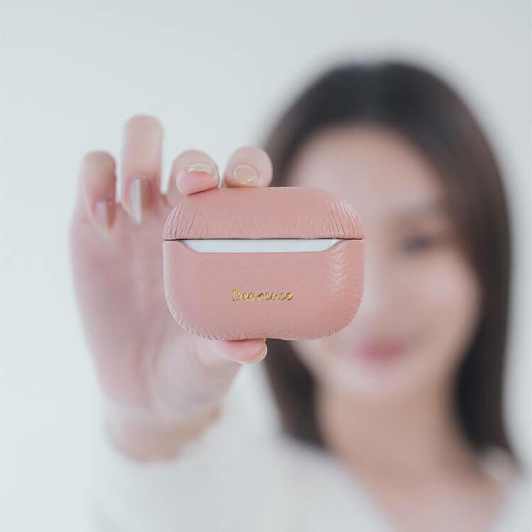 蜜荔粉皮革耳機殼 AirPods 耳機保護殼
