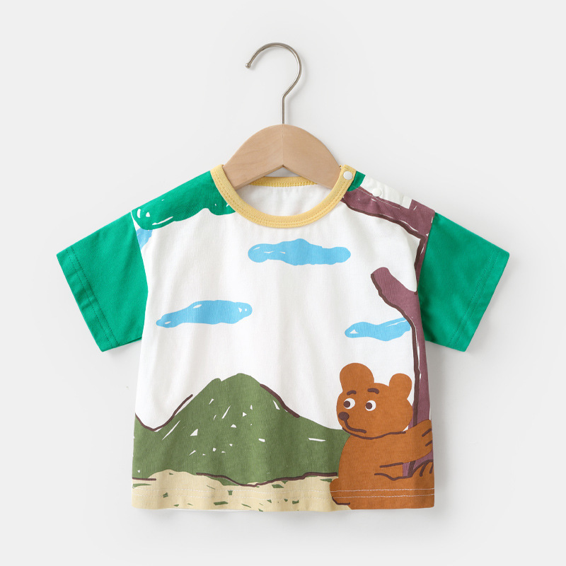 【限量】棕綠色森林短袖上衣