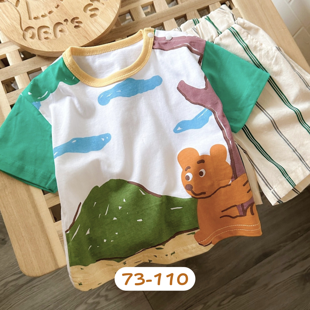 【限量】棕綠色森林短袖上衣