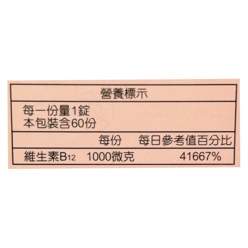 人生製藥 渡邊維他命B12膜衣錠 60錠/瓶