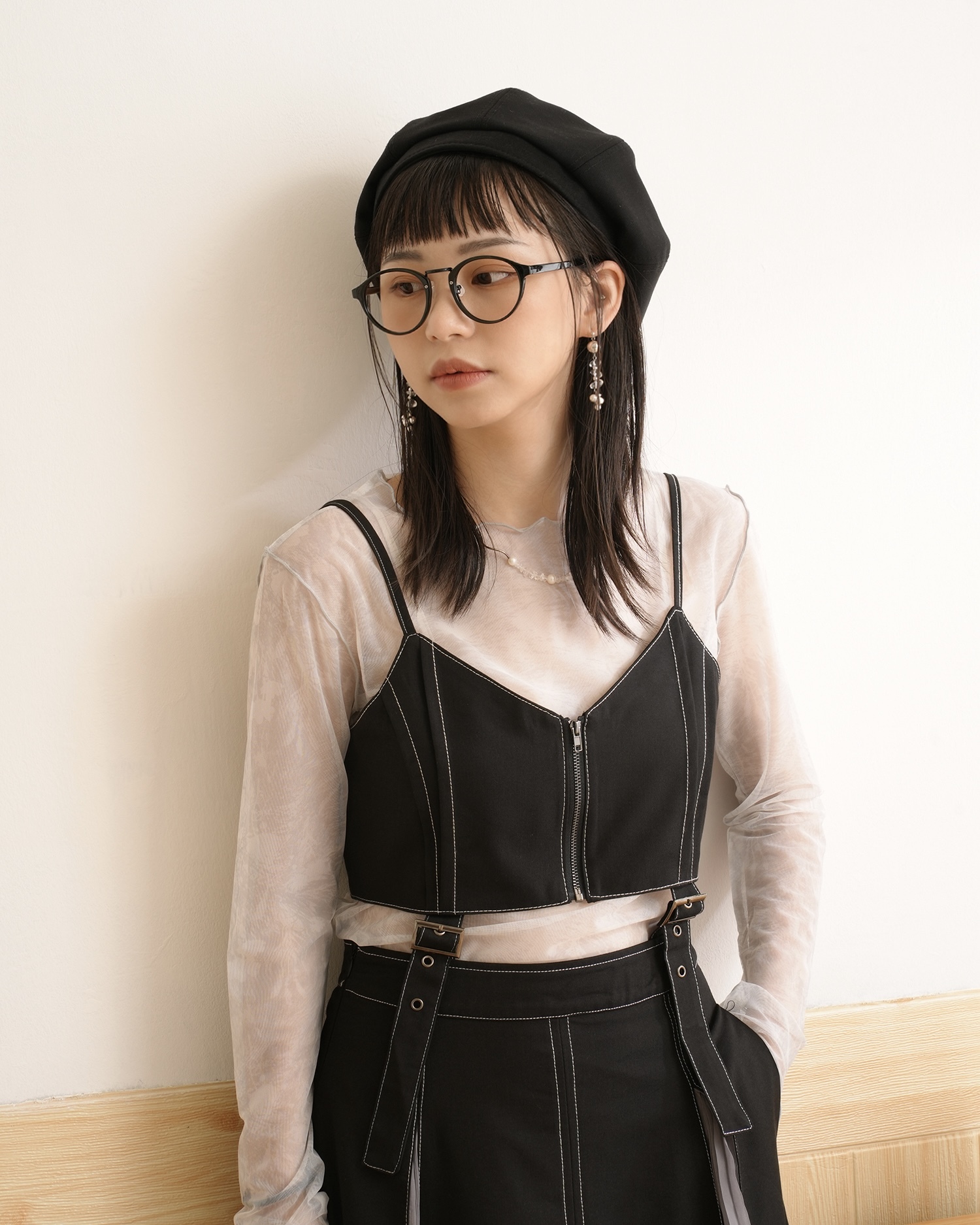 FF102 可拆式拼接吊帶裙-黑色