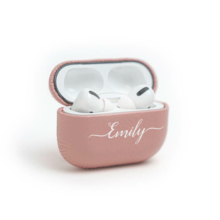 你的姓名 蜜荔粉皮革耳機殼 AirPods 客製化 耳機保護殼