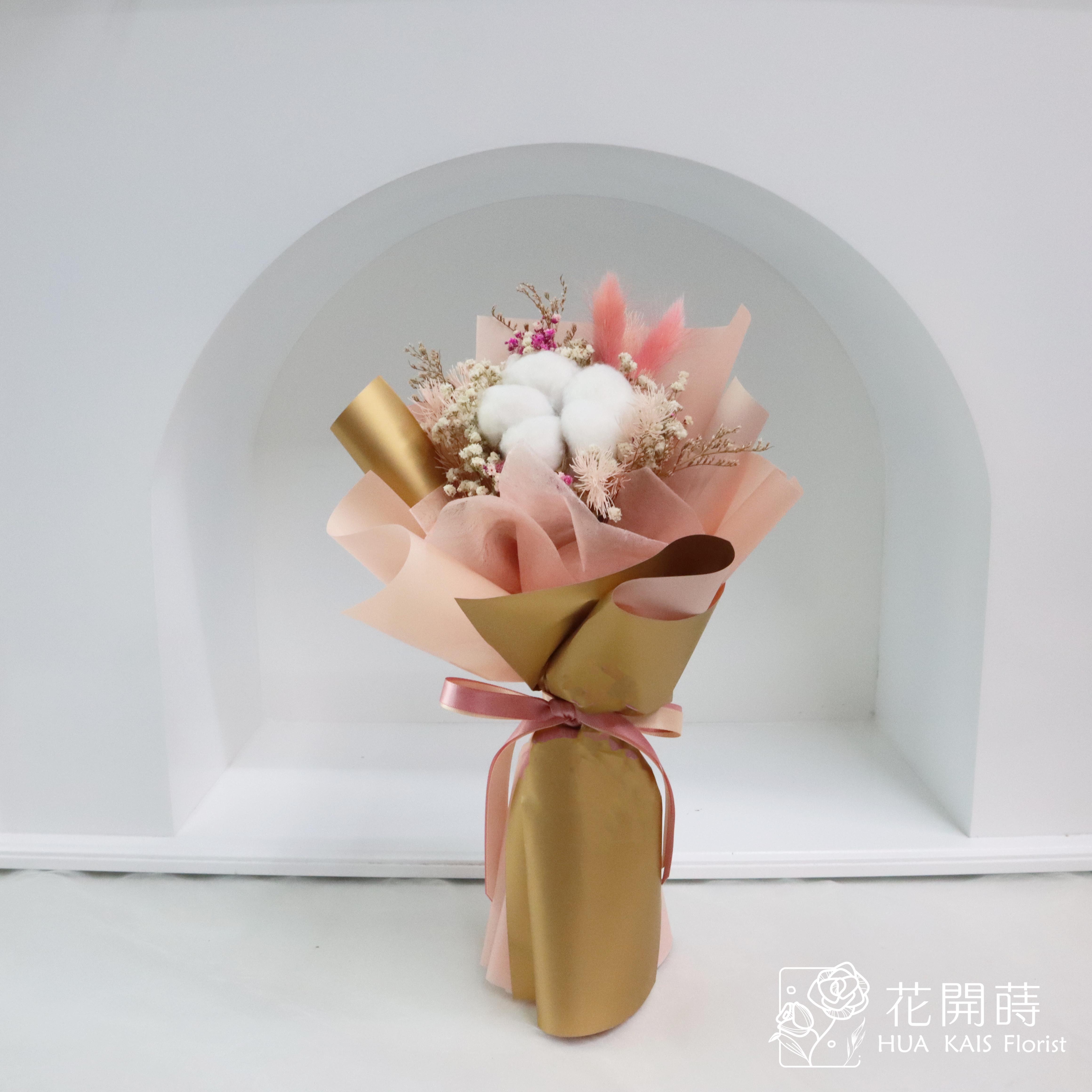 畢業花束|粉色棉花花束|單支棉花花束|畢業禮物|