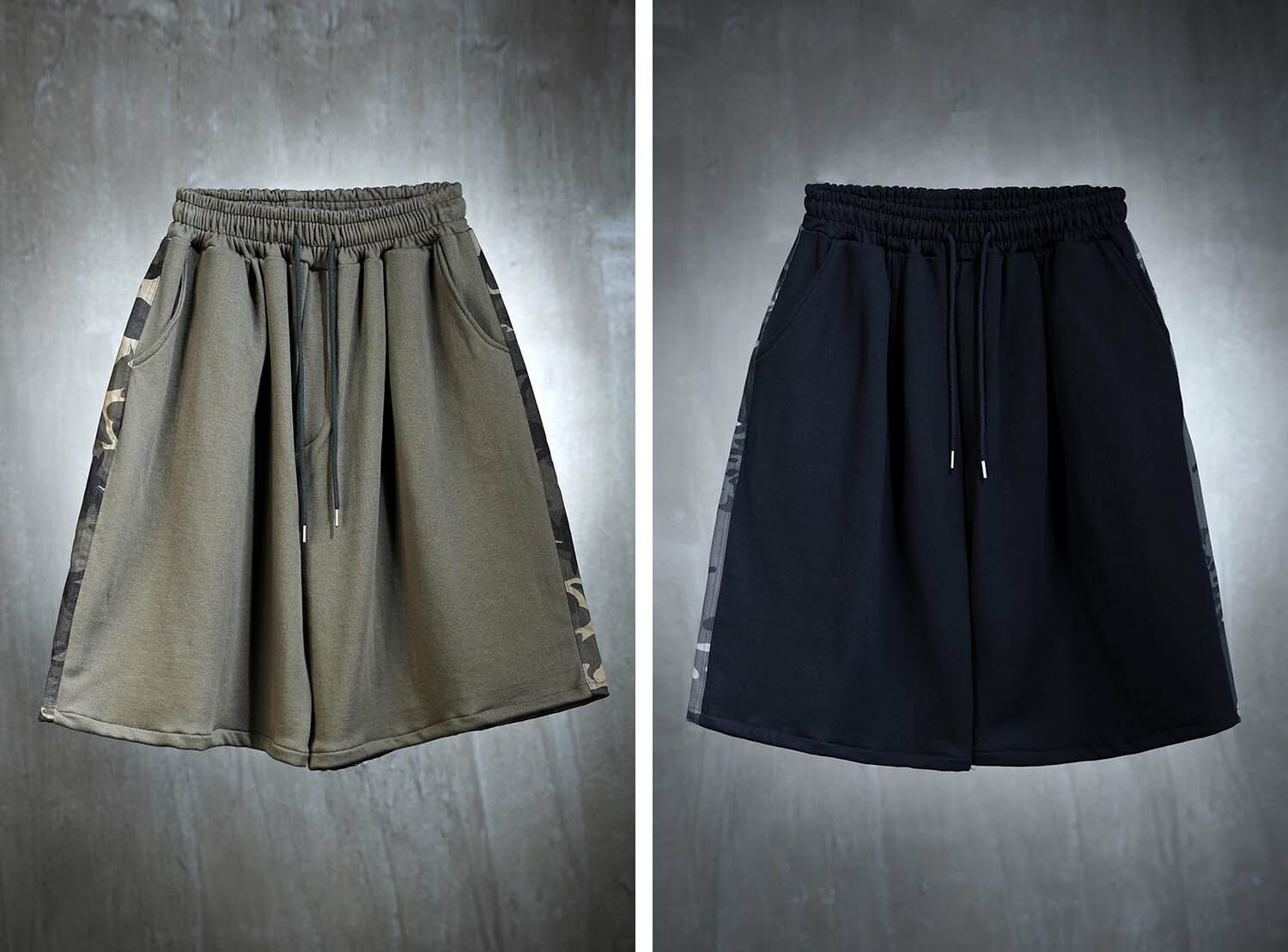 半迷彩寬腿短褲