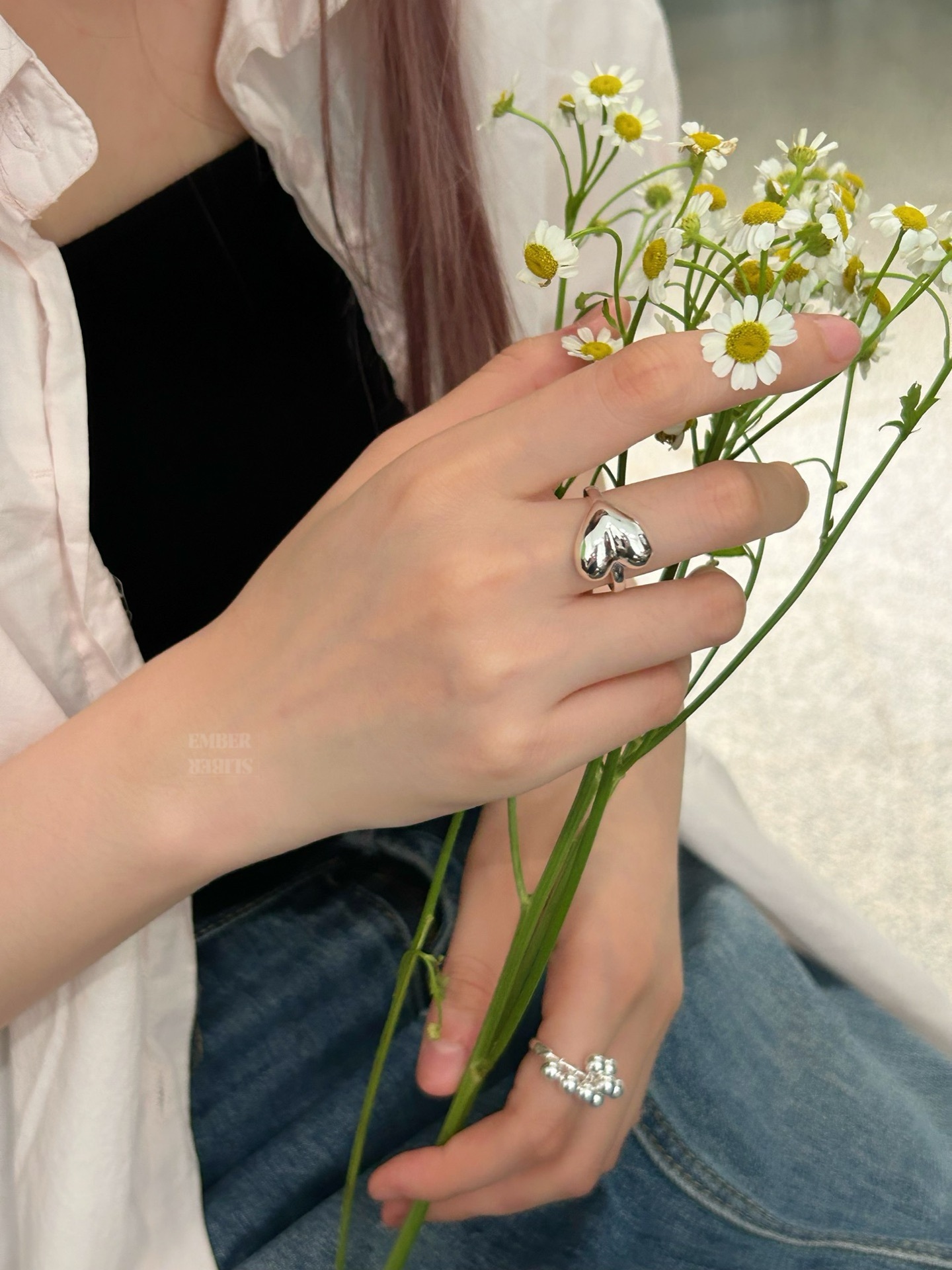 ✨✨S925 SILVER HEART TO THE RIGHT RING⬛️