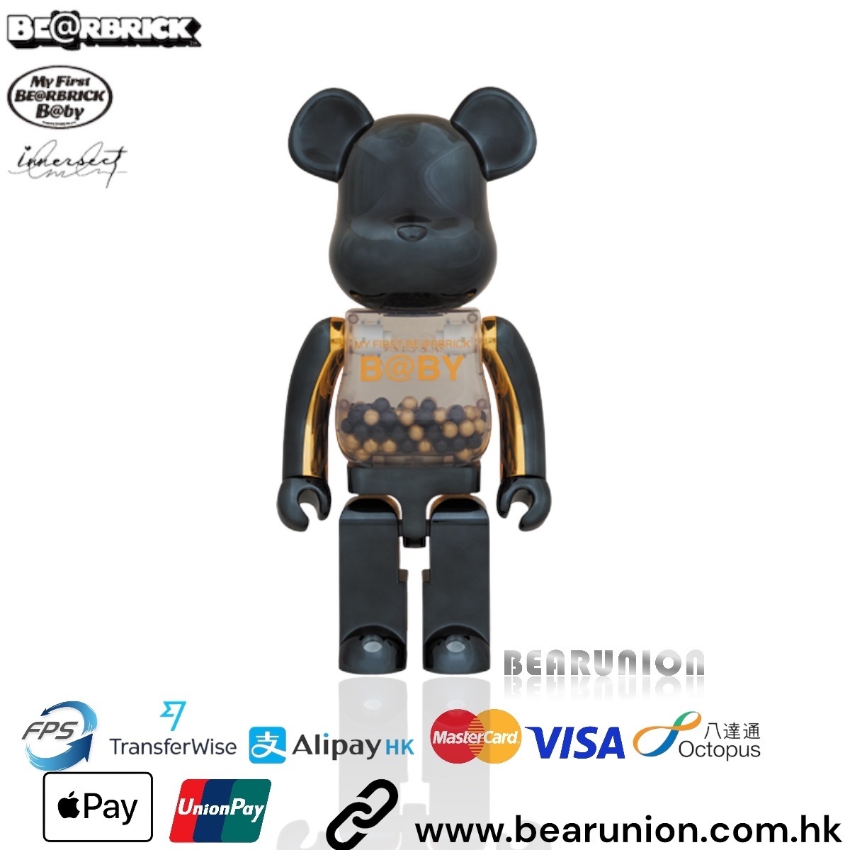 Bearbrick 1000% B@BY INNERSECT BLACK & GOLD