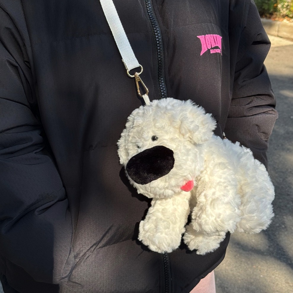 《40814》波波大鼻狗狗毛絨側背包