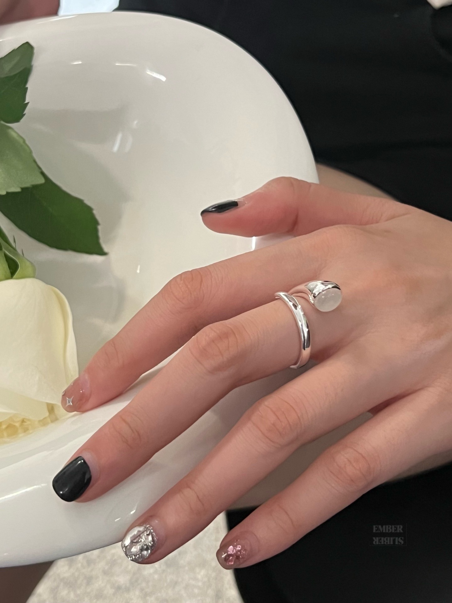 ✨✨S925 SILVER TWISTED AGATE STONE RING