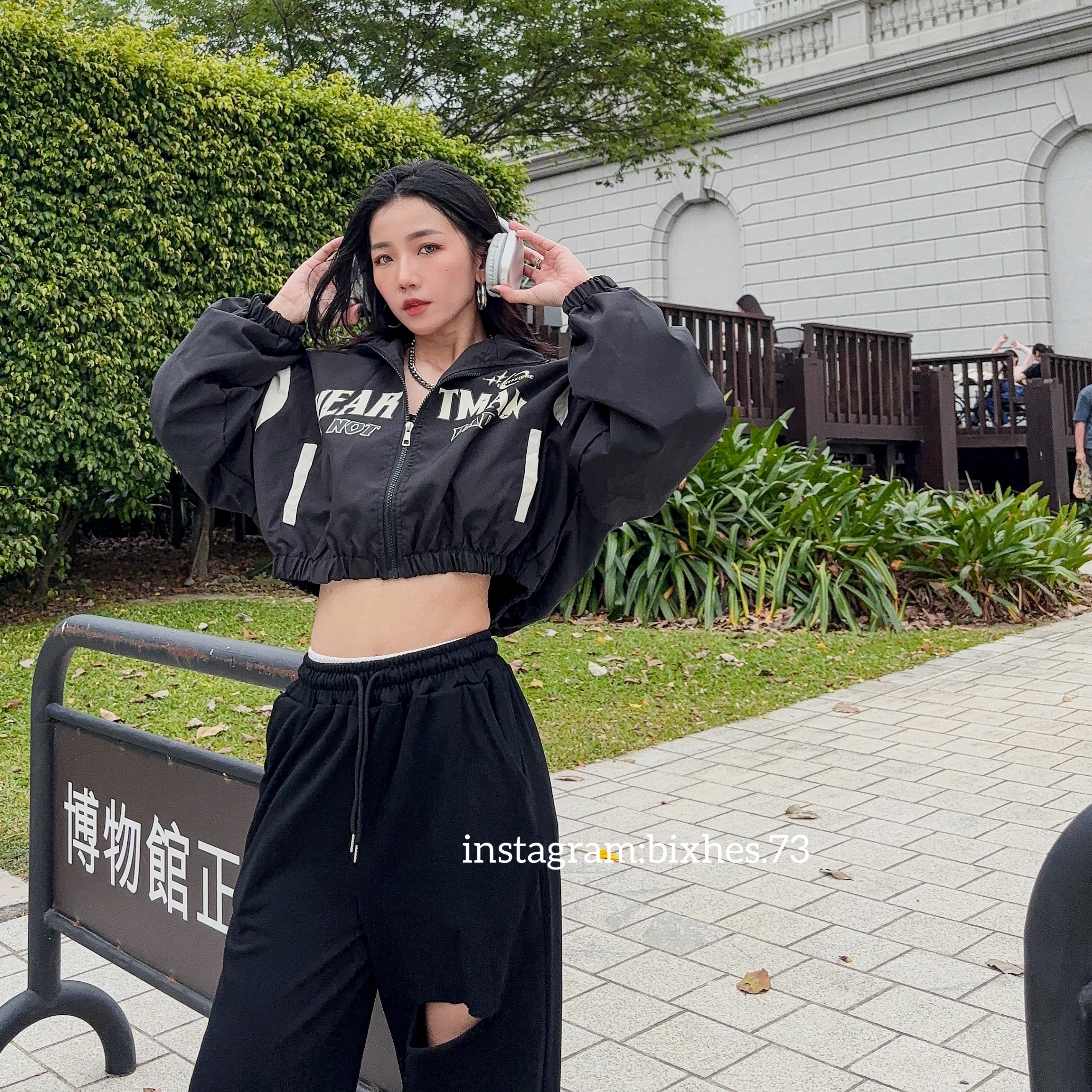 復古字母插肩短外套(F00036)