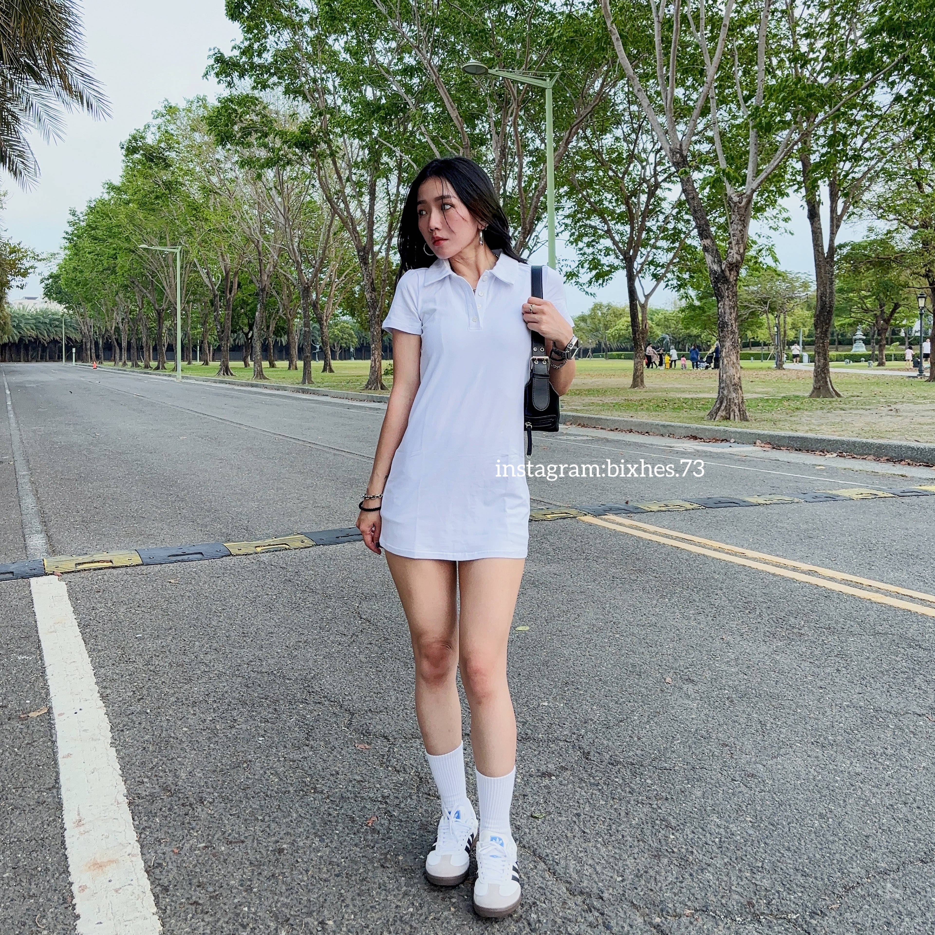 歐美翻領排扣短洋裝(D00024)