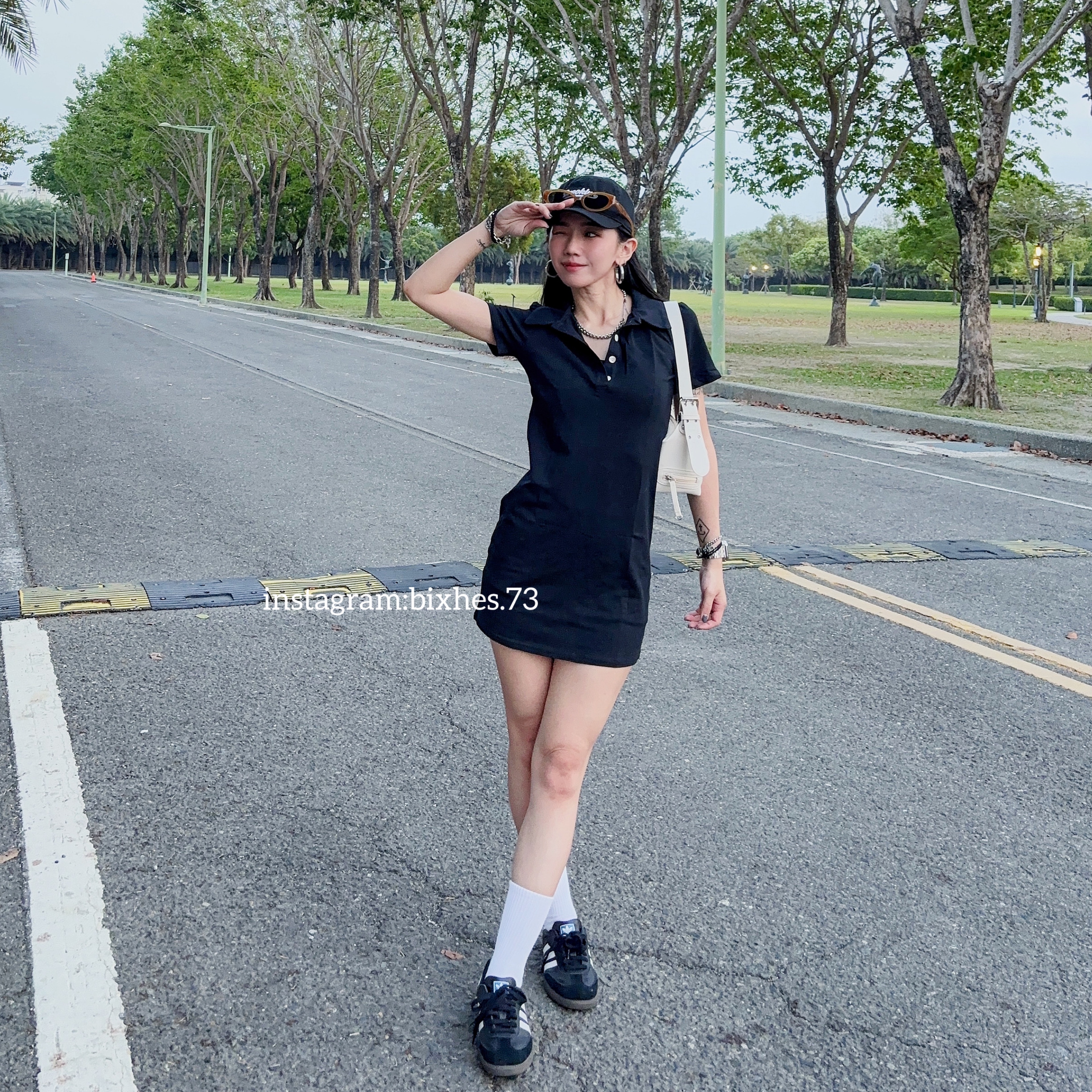 歐美翻領排扣短洋裝(D00024)