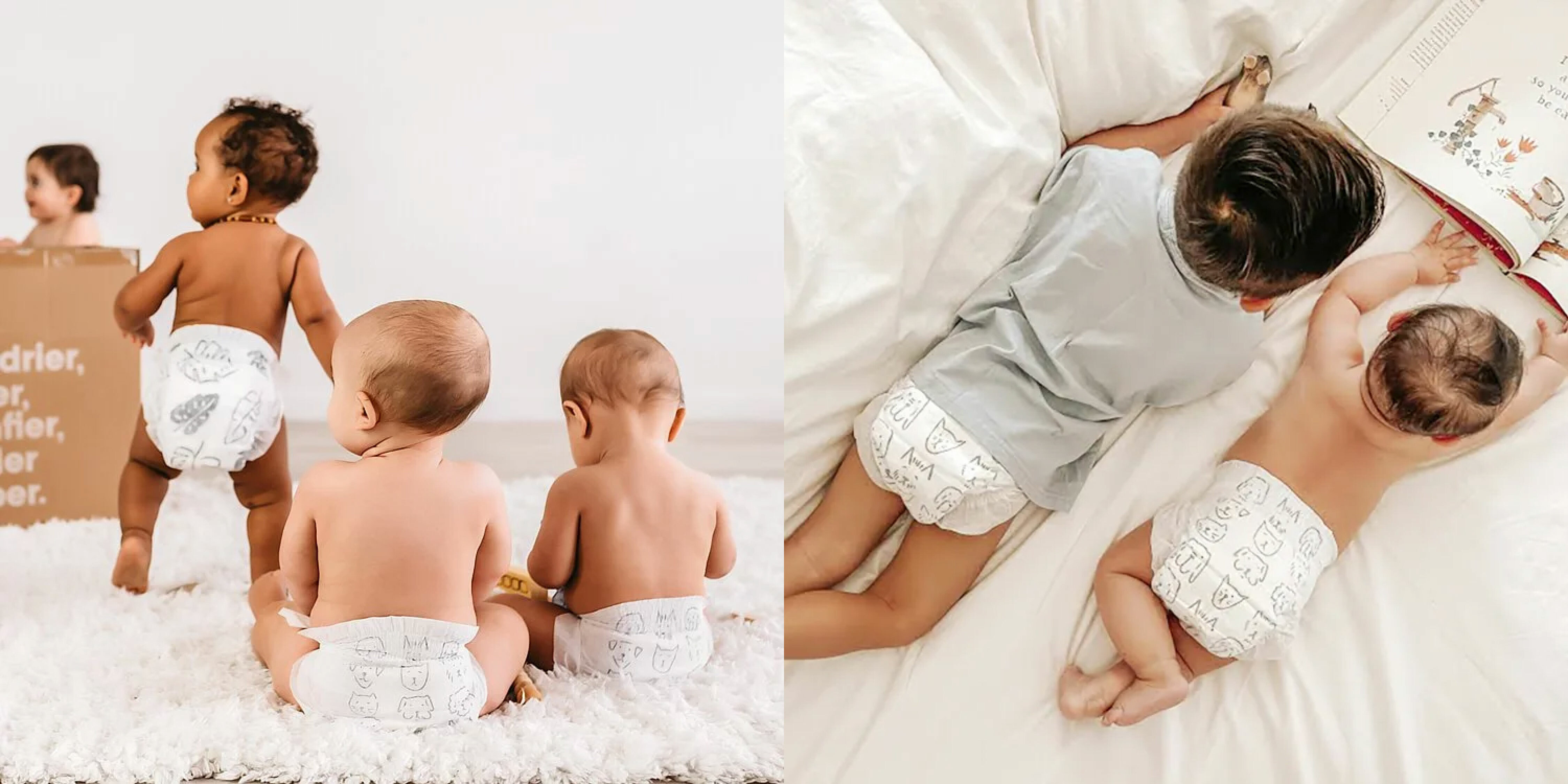 這是兩張寶寶穿著Parasol尿布的照片