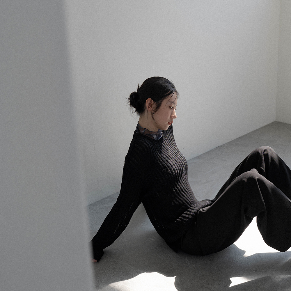 Plain hollow knitted wide top-BLACK【01013287】in stock+pre-order