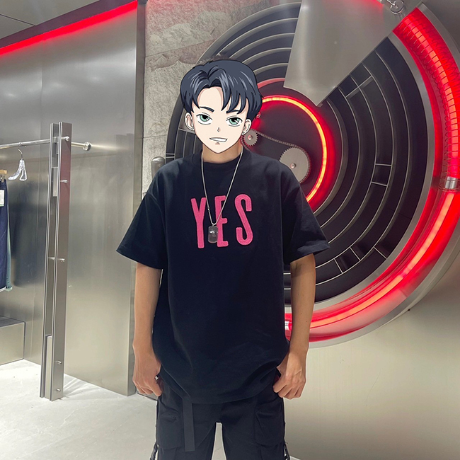 #男裝系列#壯壯男也OK!YES字體貼布繡有挺度短袖上衣-兩色(女生也可穿)