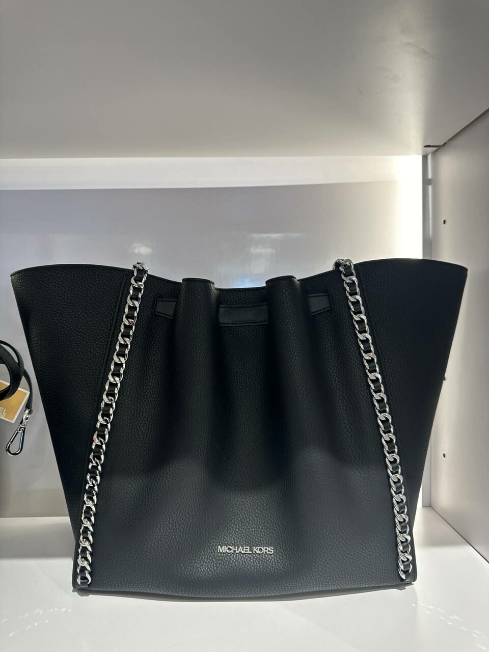 [S] MICHAEL KORS 35H3S4MT7I MINA LG BLT CH INLY TOTE,BLACK, 196237285584 (SMK837)