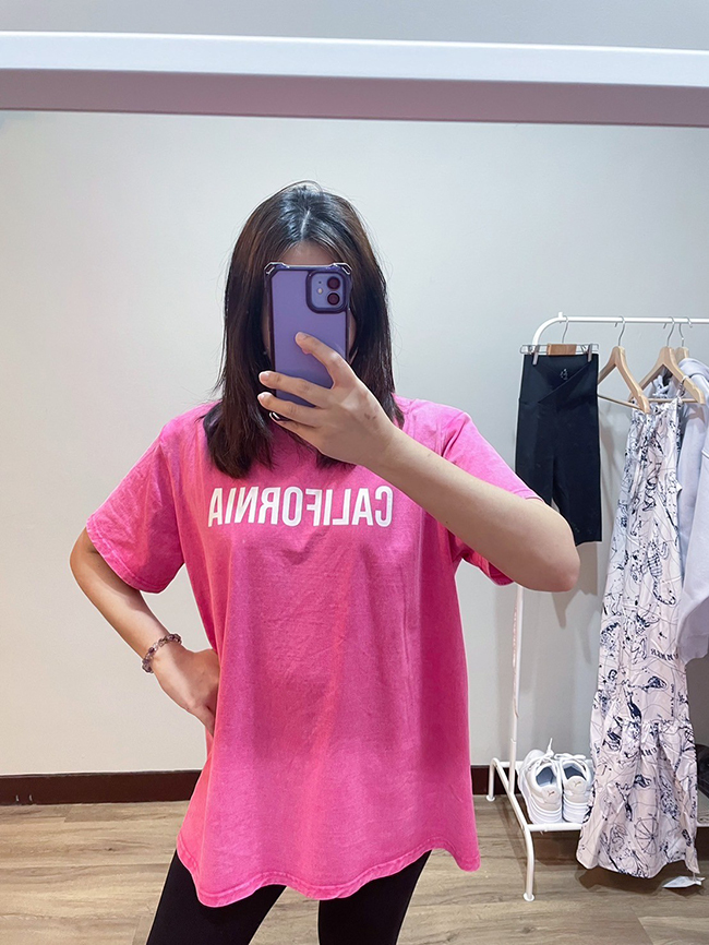 寬鬆版型肩膀小墊肩短袖水洗上衣-一色(墊肩可拆)