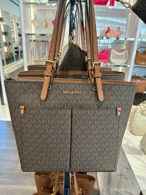 [S] MICHAEL KORS 35F3GTVT3B JET SET TRAVEL MD DOUBLE POCKET TOTE,BROWN, 196163988078 (SMK841)