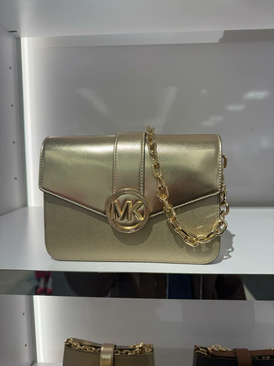 [S] MICHAEL KORS 35S3GNML2M CARMEN MEDIUM CONV SHOULDER BAG,PALE GOLD, 196163793146 (SMK843)