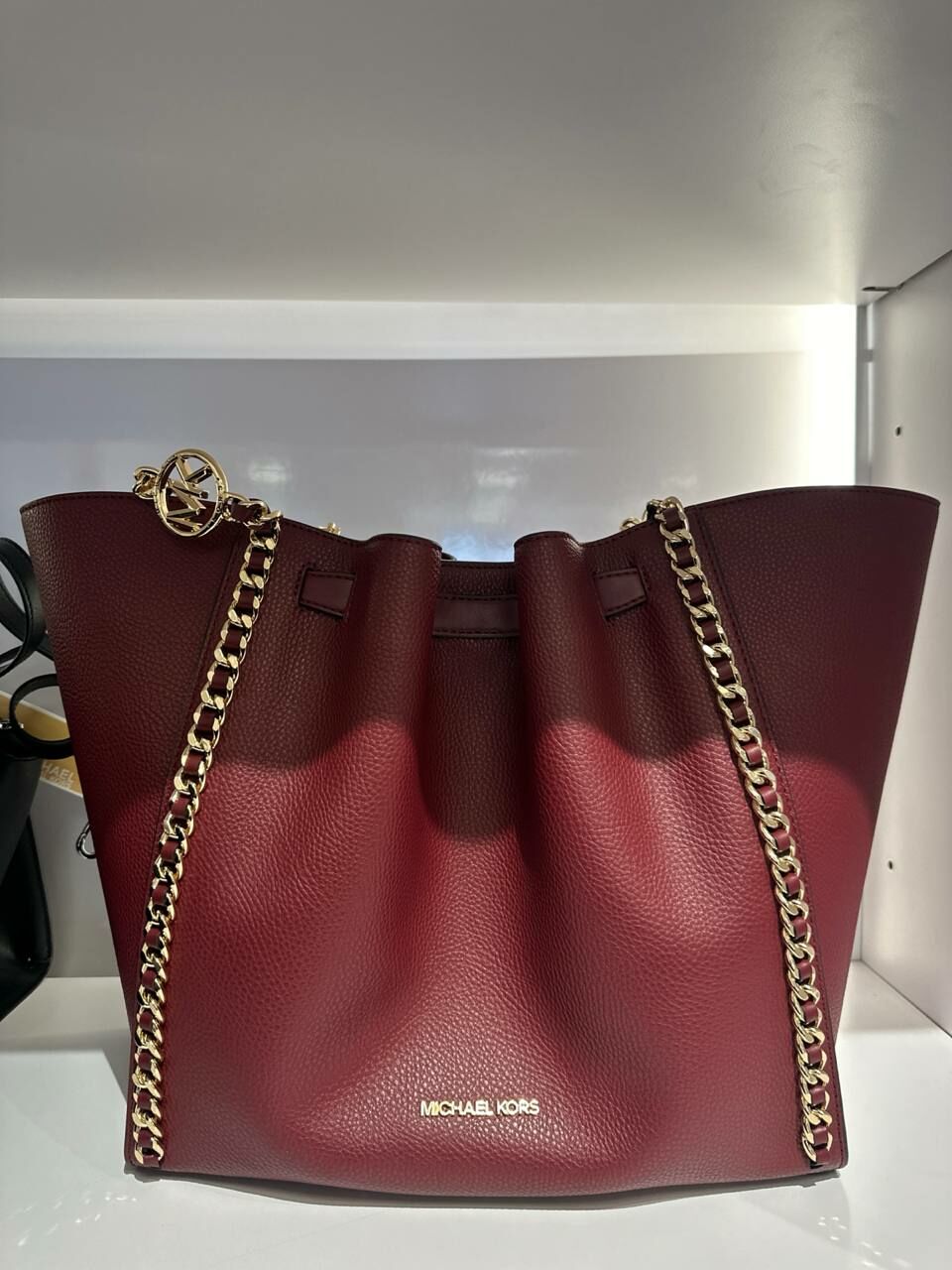 [S] MICHAEL KORS 35H3G4MT7I MINA LG BLT CH INLY TOTE,DARK CHERRY, 196237279552 (SMK853)