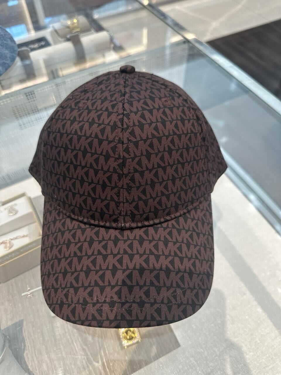 [S] MICHAEL KORS JS200047BN LOGO PRINT BASEBALL CAP,CHOCOLATE, 196163409313 (SMK855)