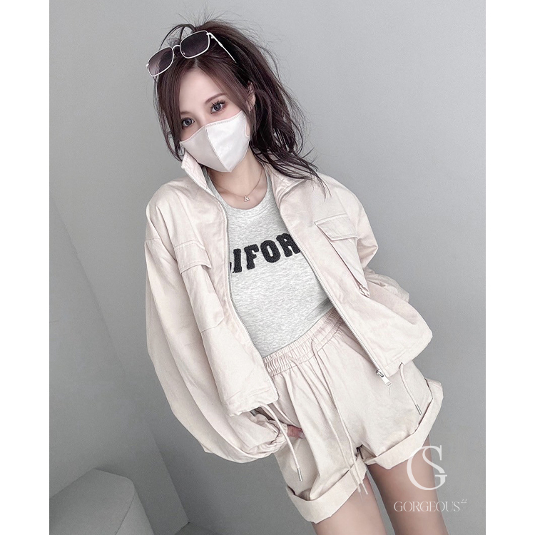 G6426 現貨「韓版一整套'外套 + 短褲SET」