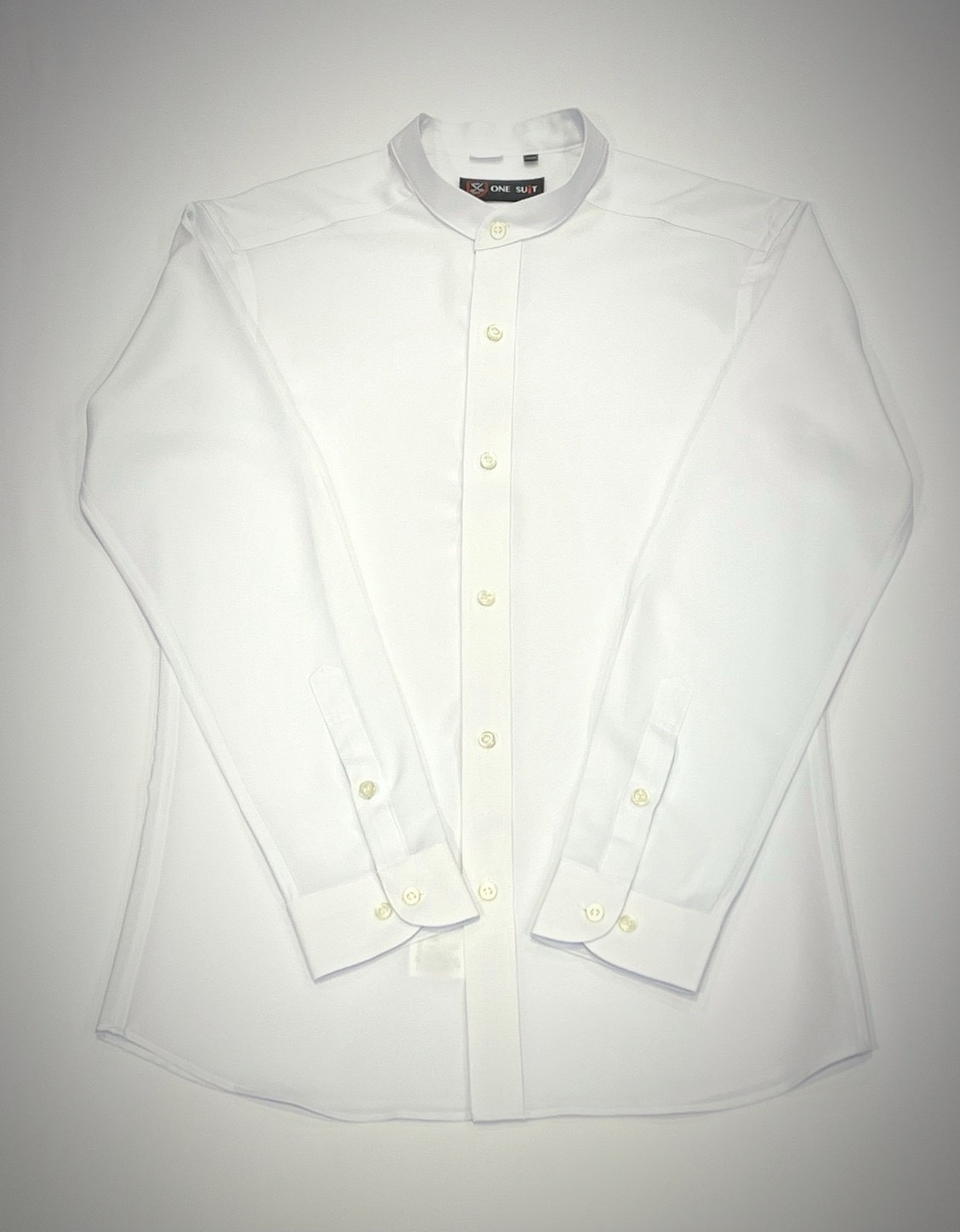 白色立領素面男長袖襯衫6