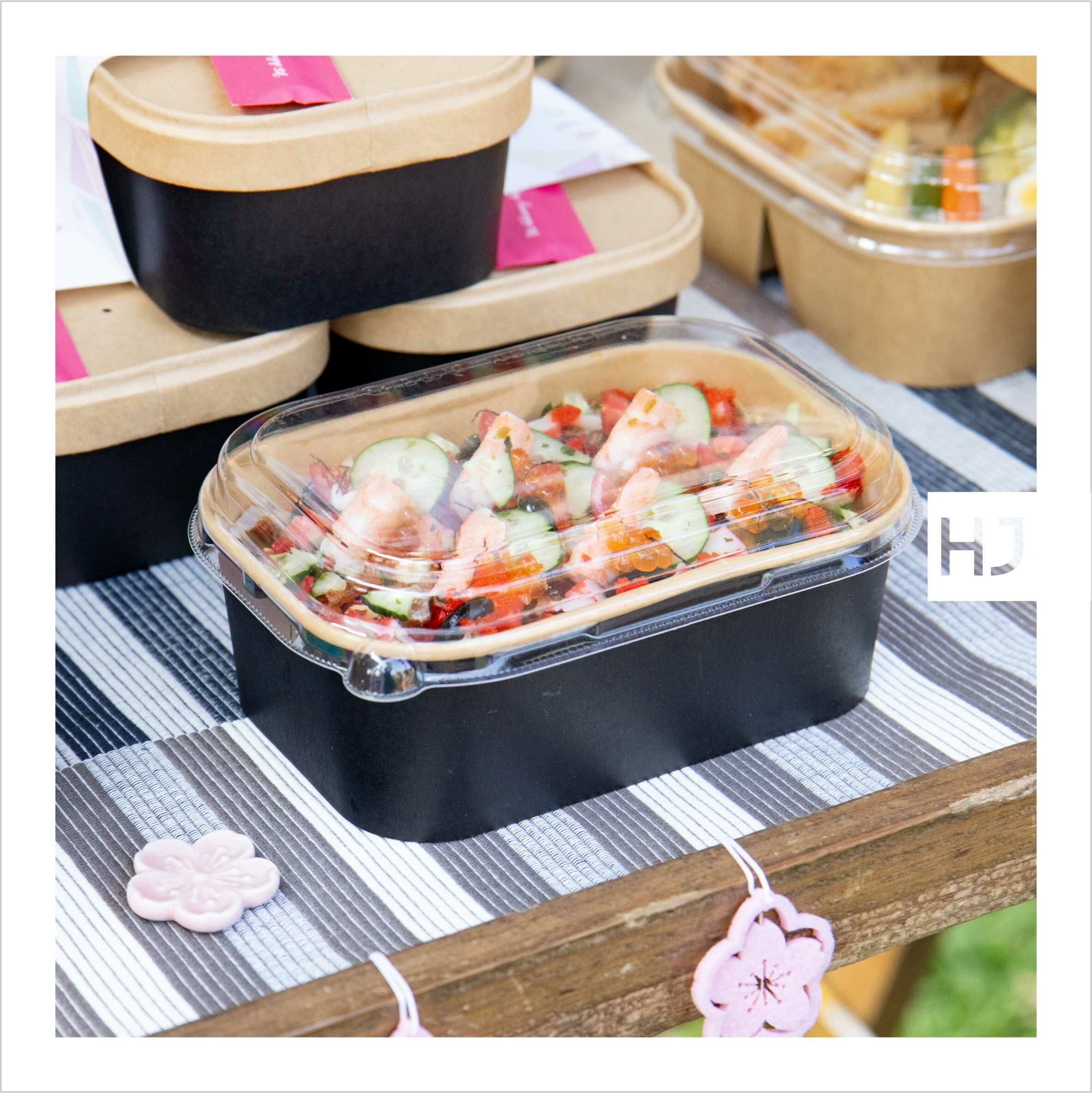 牛皮紙長方形碗-全牛滿黑 750ml 10號