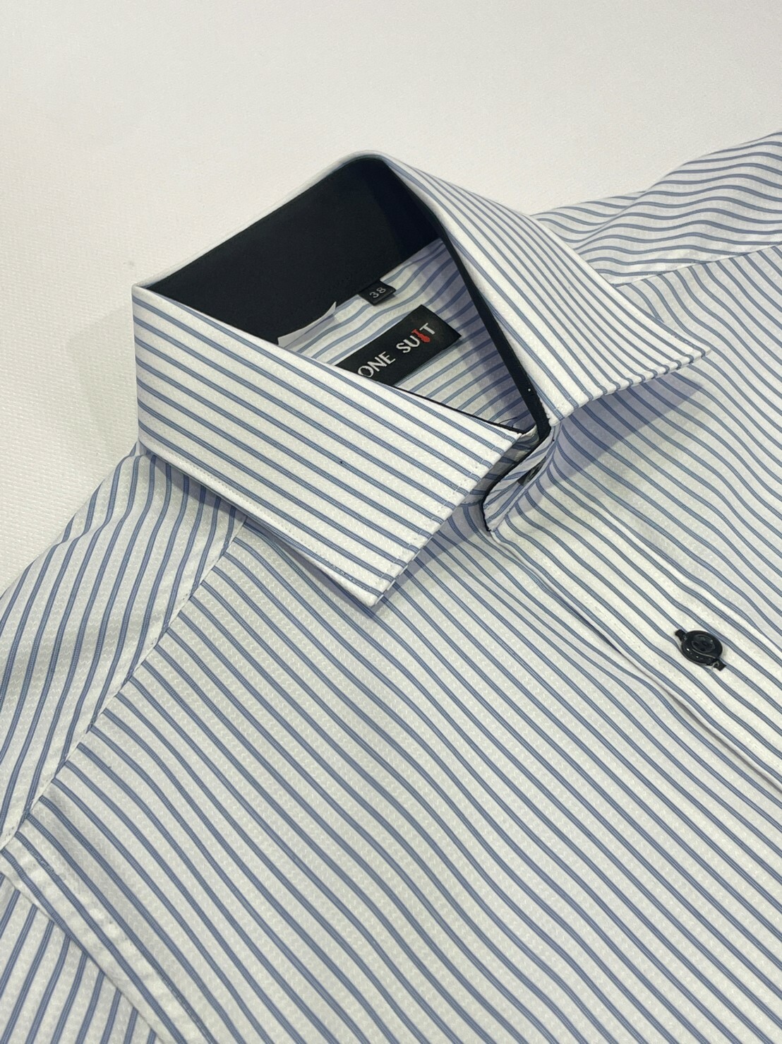 藍色直條人字紋男長袖襯衫7