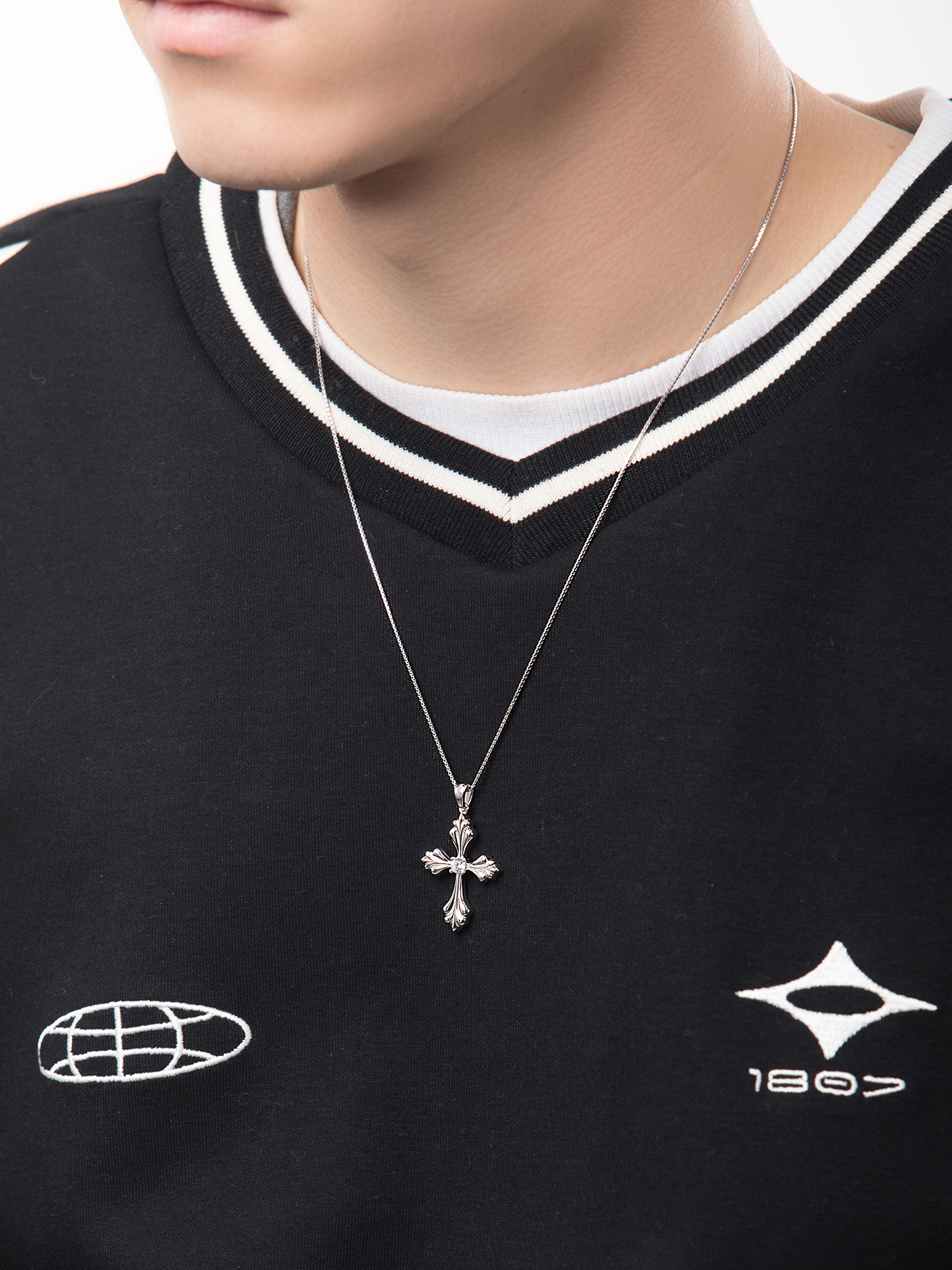 復古單鑽十字架項鍊