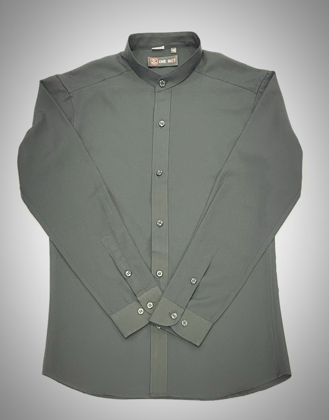 黑色立領素面男長袖襯衫6