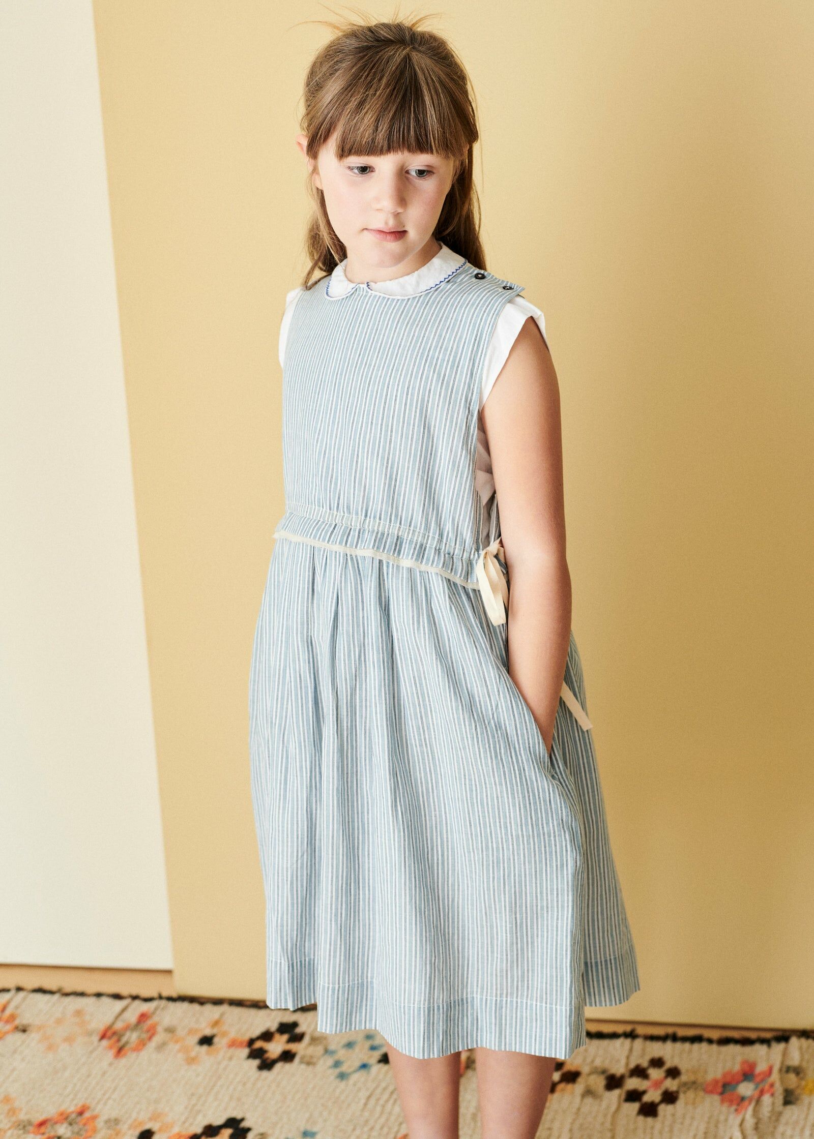 Caramel -COLIMA DRESS - LIGHT BLUE STRIPE