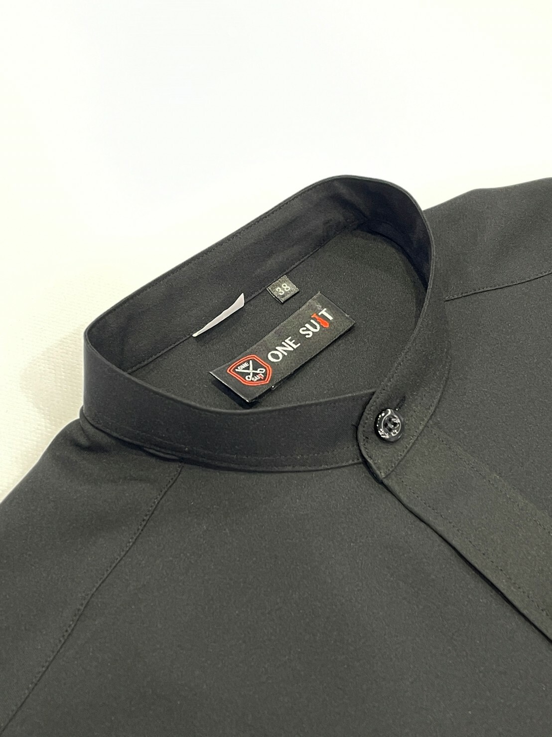 黑色立領素面男長袖襯衫7