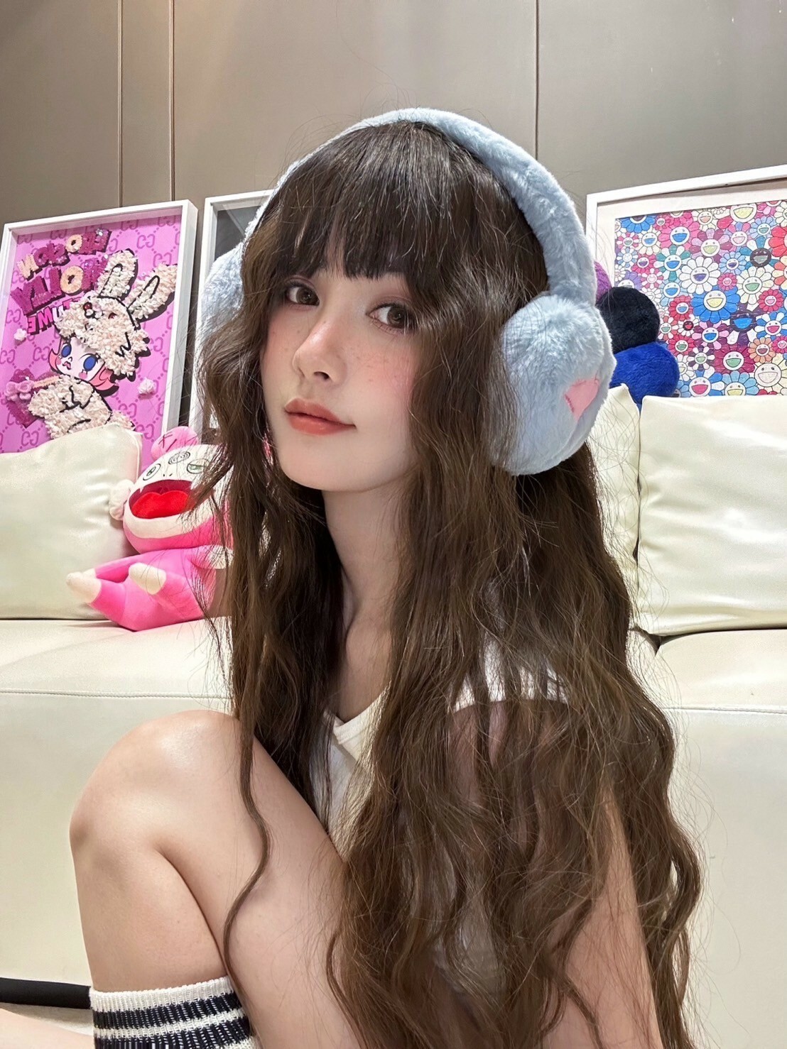 Fe3c 限定款 藍色星星 毛毛耳罩 Y2K