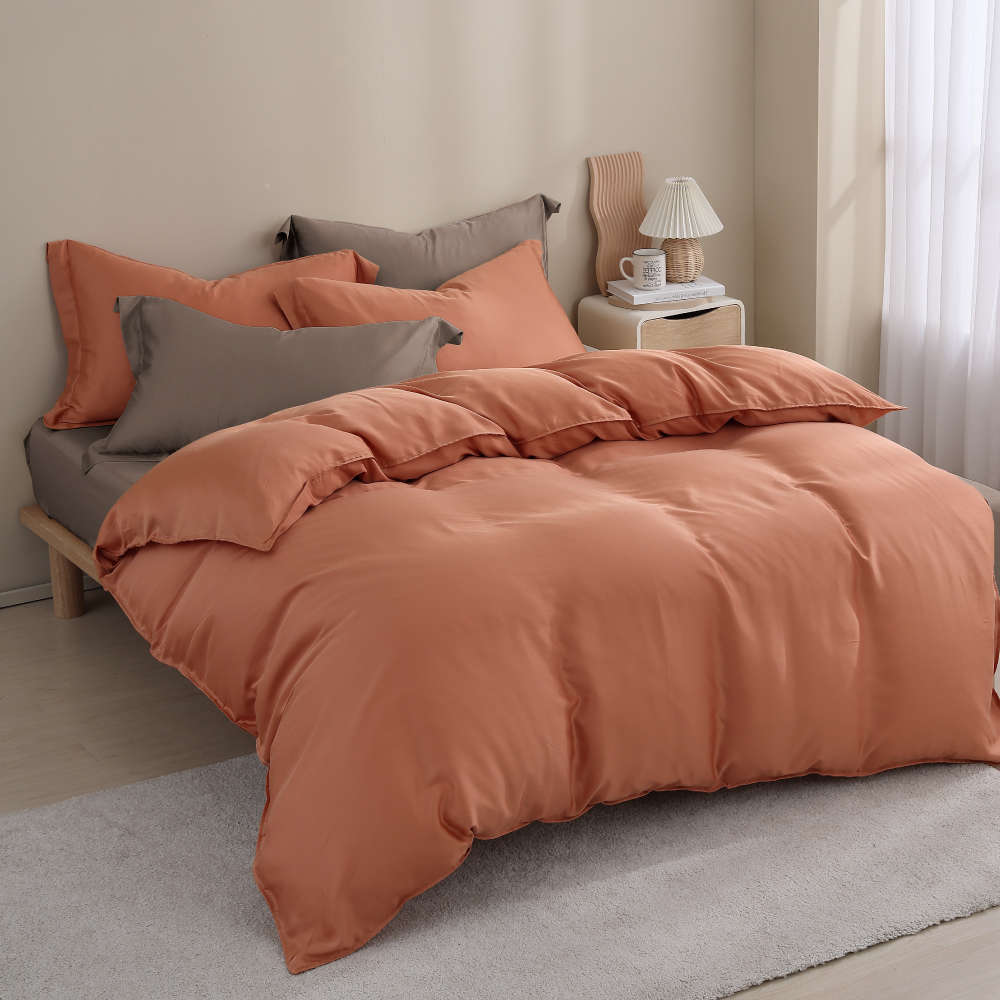 60支天絲｜100%萊賽爾｜雙色配｜香谷棕ｘ焦糖橘 煙燻派對