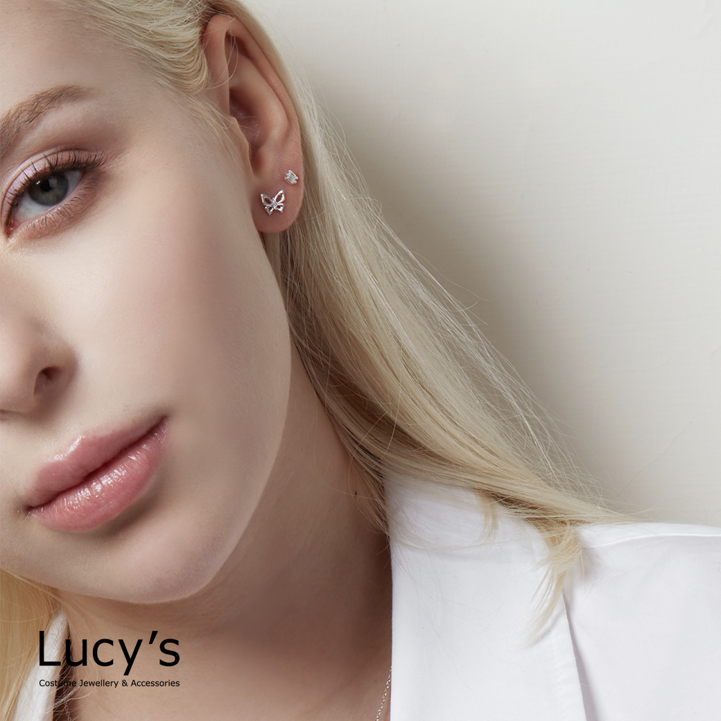 *925純銀〔輕銀系列〕蝶緣 耳環 (106631)