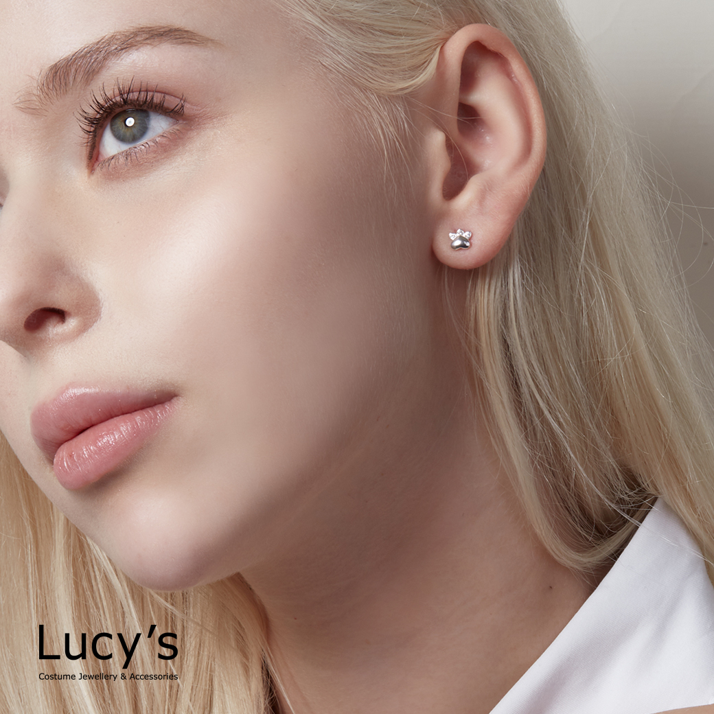 925純銀〔輕銀系列〕小熊掌 耳環 (106660)