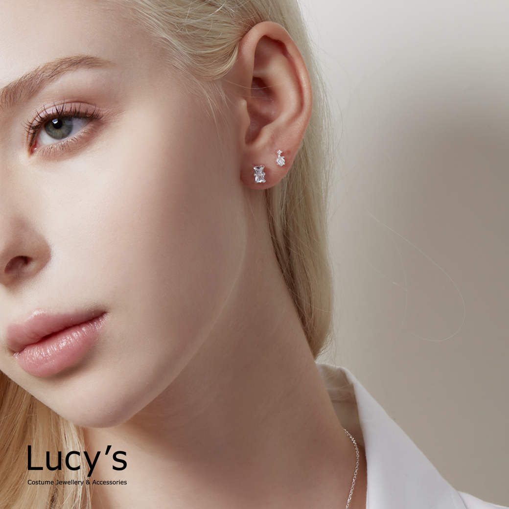 925純銀〔輕銀系列〕稜鏡 耳環 (106402)