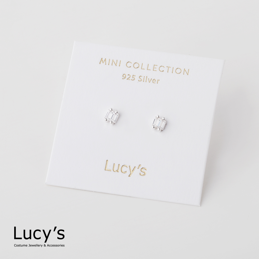 925純銀〔輕銀系列〕小方晶 耳環 (106888)