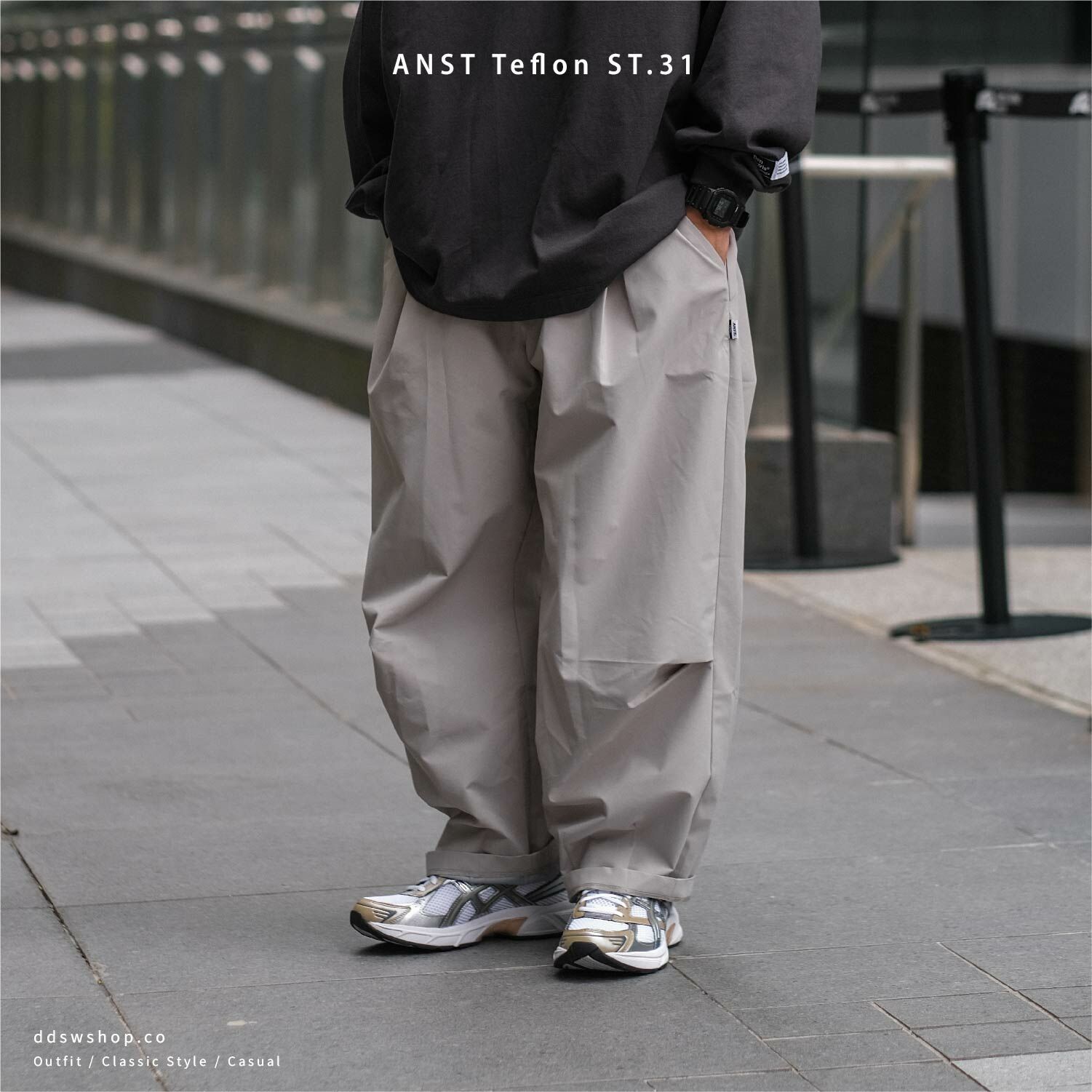 ANST 六袋 Teflon隱拉打折錐形褲 ST.31