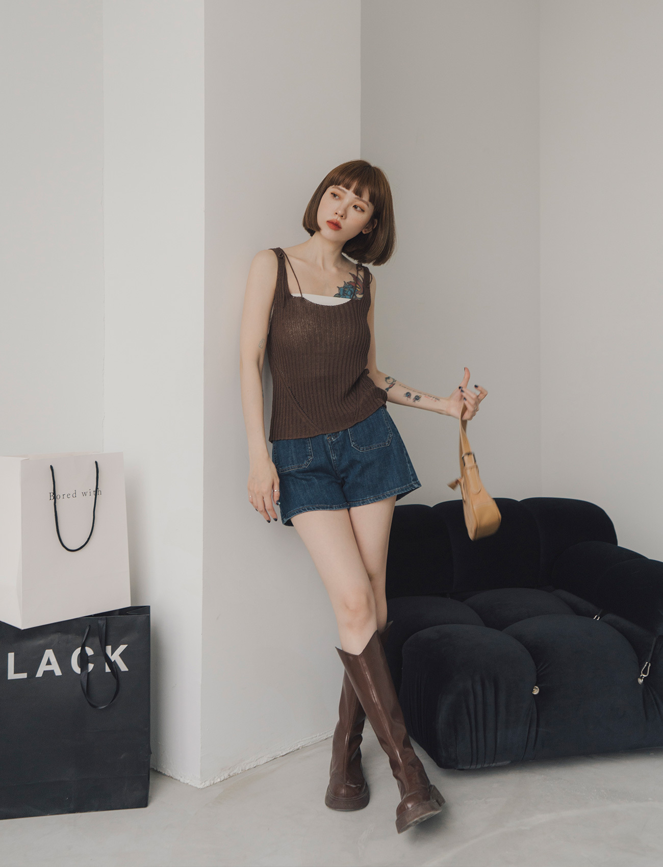 性感綁繩針織背心