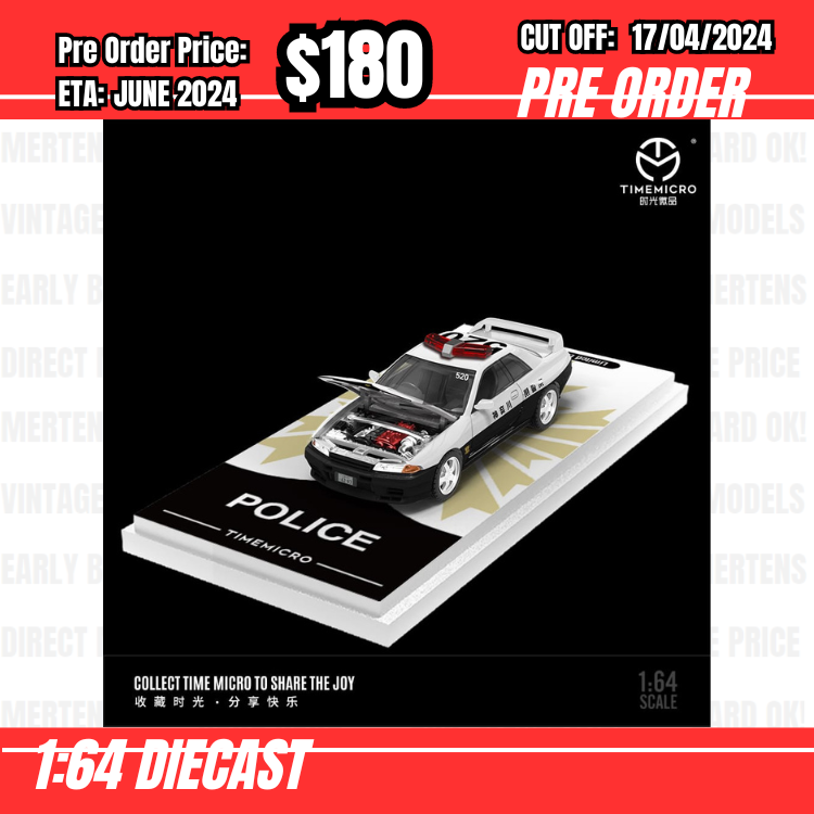 RS-$180  * Time Micro * 1:64 Nissan Skyline GTR R32 Japanese Police [OD09/04]